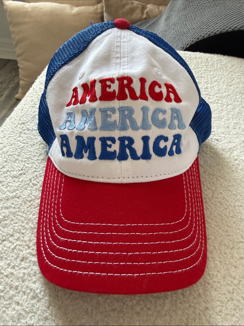 OTTO Red, White & Blue "America" Embroidered Trucker Hat